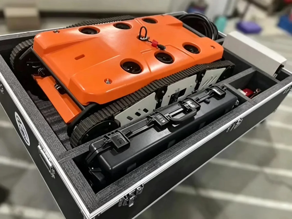 Q180 crawler packed in a flight case